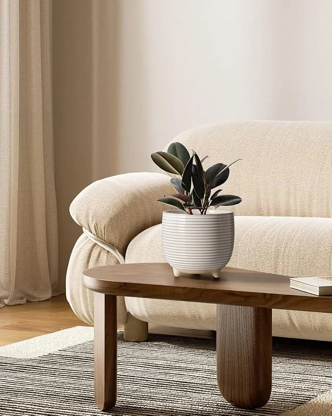 LeafLoop Ribbed Ceramic Planter Set - Image 3